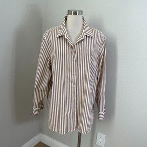 Foxcroft For Appleseeds Womens Plus 22W Wrinkle Free‎ Striped Shirt Shaped Fit